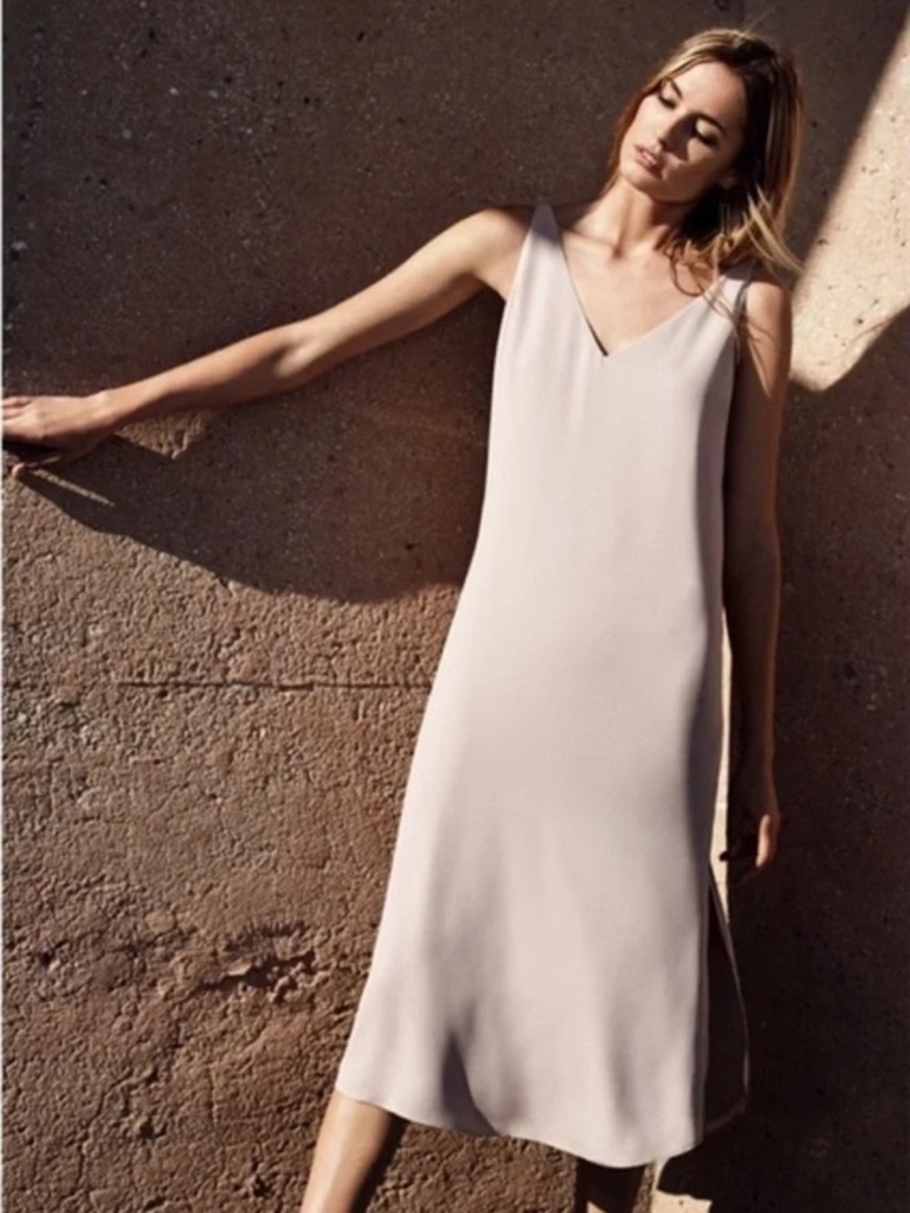 Aritzia Slip V Neck Dress White